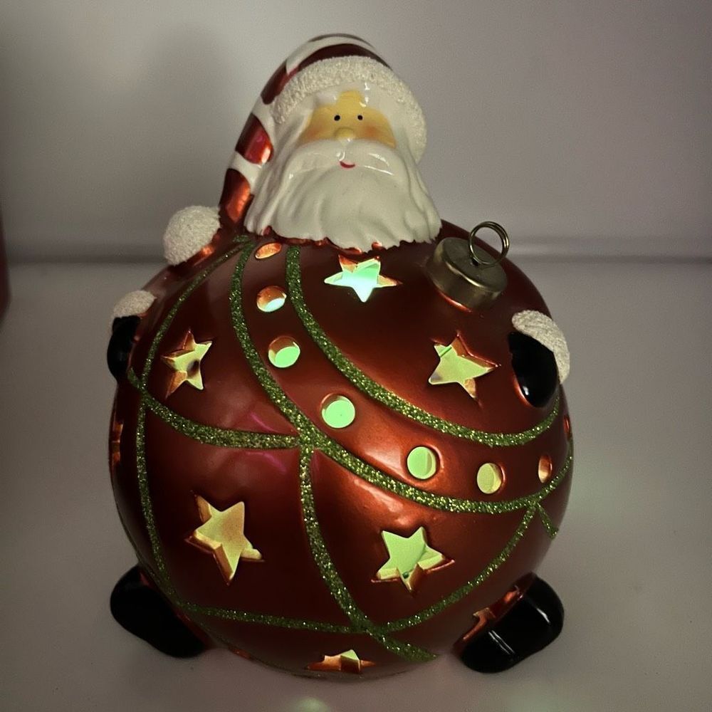 Light Up Color Changing Santa decorative Figure With Satin Lined Gift Box